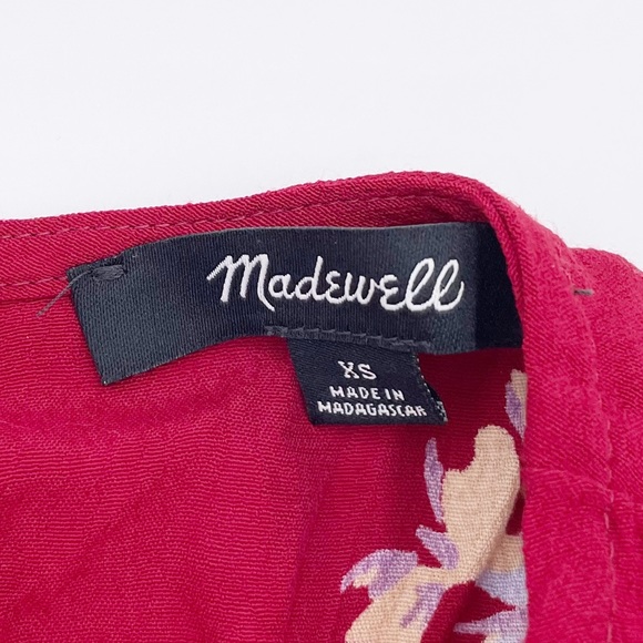 Madewell Crimson Red Bird of Paradise Button Back Top Blouse L9189 Size XS - Picture 7 of 9